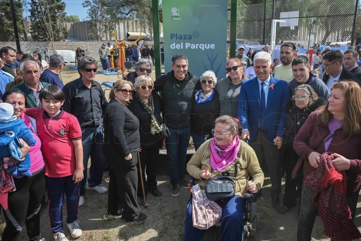 Claudio Poggi y Gastón Hissa presentaron la puesta en valor de la Plaza del Parque en el barrio CGT