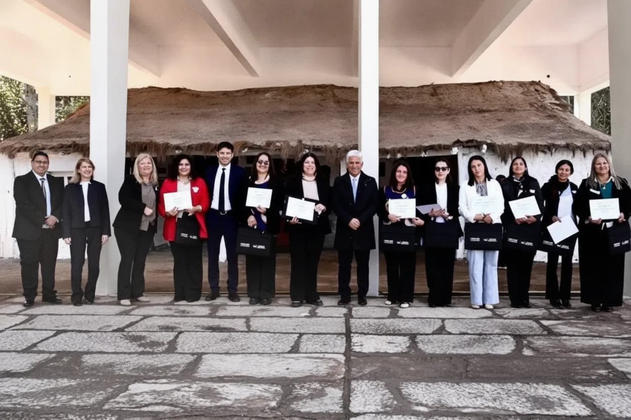 El gobernador Claudio Poggi junto a los egresados de la primera cohorte de la diplomatura en IA.